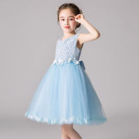 Girls Princess Dresses Summer Girl Sleeveless Lace Bow Party Dress Flower Girl Costumes Kids Clothes 3-12 Years Children Dresses