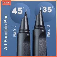 PLLEWY 4PCS ปลายโค้งแหลมแข็ง ปากกาหมึกซึม 0.7/1.0มม. การแก้ไขท่าทาง ปากกาฝึกเขียน ที่มีคุณภาพสูง หมึกเปลี่ยนได้ ปากกาประดิษฐ์ตัวอักษร ของขวัญสำหรับนักเรียน