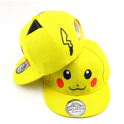 [ในสต็อก] Pokémons Pikachu เด็กเด็กสาวฝ้าย Snapback หมวกหมวกเบสบอลการ์ตูนอะนิเมะหมวกแฟชั่นน่ารัก