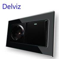 คุณภาพสูง Delviz เต้าเสียบ16A คู่กับผนัง5V 2A พอร์ตชาร์จ USB AC 110V ~ 250V หน้าจอโทรศัพท์คริสตัลอารมณ์สีดำซ็อกเก็ตมาตรฐานสหภาพยุโรปสำหรับ Fi73 Lcz39