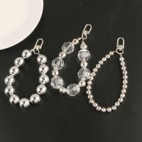 ❇ Korean Imitation Pearl Gem Key Chains Short Pink Green Rhinestone Keyring for Women Car Bag Airpods Pendant Keyfob Accessories