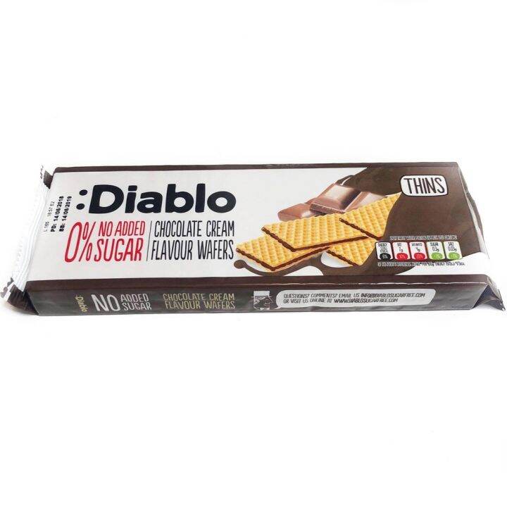 BISCUITS Diablo 0 No Added Sugar Chocolate Cream Flavour Wafers 150g