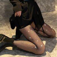 【LZ】♤  Mulheres Glitter Mesh Broca Meias Meias Fishnet JK Sock Diamante Decorar Calças Justas Sexy Night Club senhoras