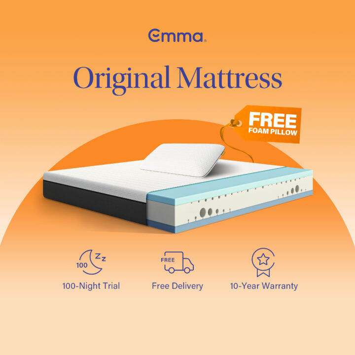 【COD】 Emma Original Mattress Ergonomic, Memory Foam, Medium Firm, 10 Inch Emma Sleep Lazada PH