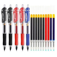 Retractable Gel Pens Set 0.5mm Black/Blue/Red Refill Ink School Office Writing Ballpoint Pen Exam Supplies Stationery