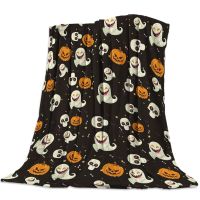 New Style Halloween Themed Flannel Throw Blanket Ghost Pumpkin Pattern Blanket King Queen Size for Teenage Boys Festival Gift Soft Warm