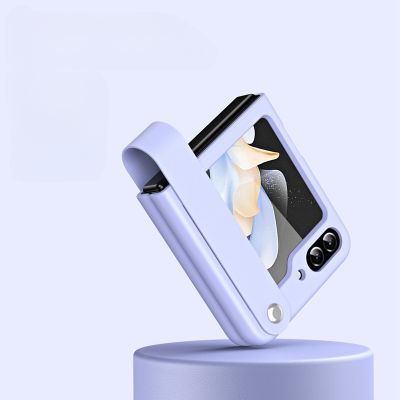 HOCE เคสเคสโทรศัพท์สีแข็งแกร่งหรูหราสำหรับ Samsung Galaxy Z Flip 3 Flip 4 Flip Flip 5 Flip5แฟชั่นฝาครอบกันกระแทกสายคล้องมือตั้ง