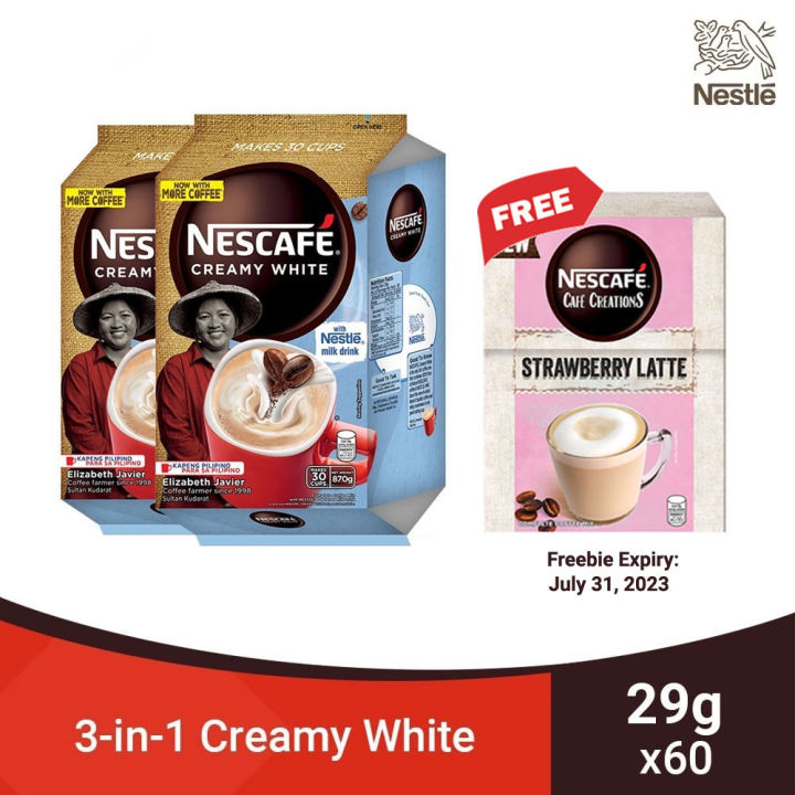 NESCAFE Creamy White 3-in-1 Coffee 29g - Pack of 60 with FREE NESCAFÉ ...