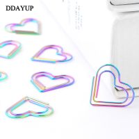 12Pcs/set Rainbow Heart Shaped Paper Clips Bookmark Planner Tools Scrapbooking Tools Memo Clip Metal Binder Paperclip