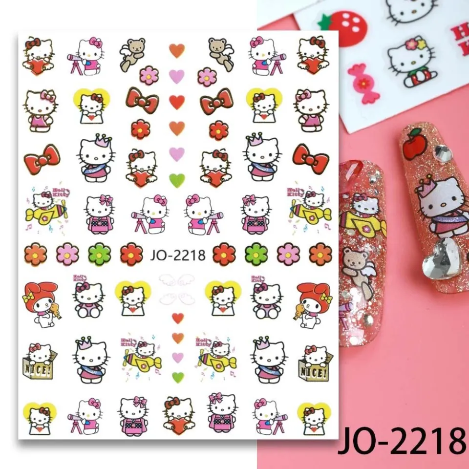 TEENKISS Women Fashion Bowknot Love Heart Bears Brand Logo Nail Art Nail  Art Decorations Cartoon Nail Stickers Bow Nail Decals Kitty Cat Nail  Stickers