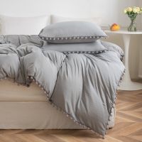 Fashion Bedding Set White Green Double Bed Linens Nordic Duvet Cover Pillowcase Queen Size Flat Sheet Classic Grid Kids Winter