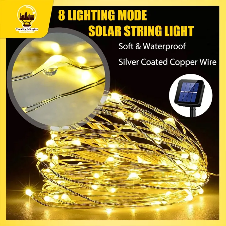 TCLS 50/100LED Copper Wire 8 Lighting Mode Solar String Light DIY Party
