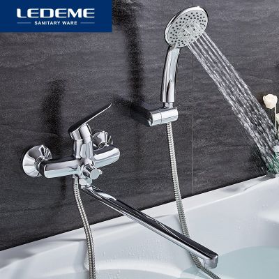 (2023 F073918680) LEDEME 1ชุดก๊อกอ่างอาบน้ำ S โครเมี่ยมทองเหลืองผสมน้ำเย็นและน้ำร้อนโครเมี่ยมเสร็จก็อกน้ำสำหรับอ่างอาบน้ำแบบมีฝักบัวแตะก๊อกอ่างอาบน้ำ L2251มือจับเดียว