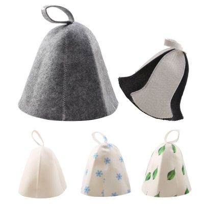 1PC Felt Head Protection Bath Anti Heat Free Size Russian Style Shower Cap Sauna Hat Absorbent Felt Shower Cap Showerheads