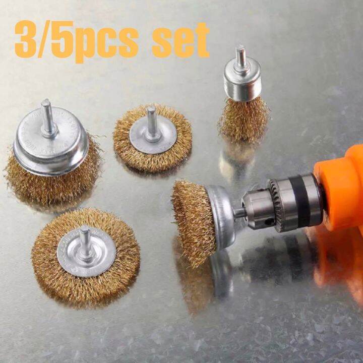 3/5 in 1 Steel Wire Polishing Wheel Grinder Cleaning Brush Tool Gold