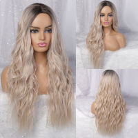 KookaStyle Long Wavy Wigs for Women Synthetic Wigs Omber BlondeRed Wigs Middle Part Heat Resistant Fiber 13colors Avaliable