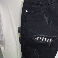 New Mens Hole Patch Korean Slim Jeans Short Pants Shorts Feet Black Denim Jeans for Men Cowboy Teenager Designer Pants