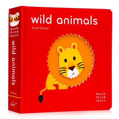 Wild animals touch think learn series cardboard touch Books English original picture books Xavier deneux animal enlightenment cognition childrens interesting touch books parent-child early education books