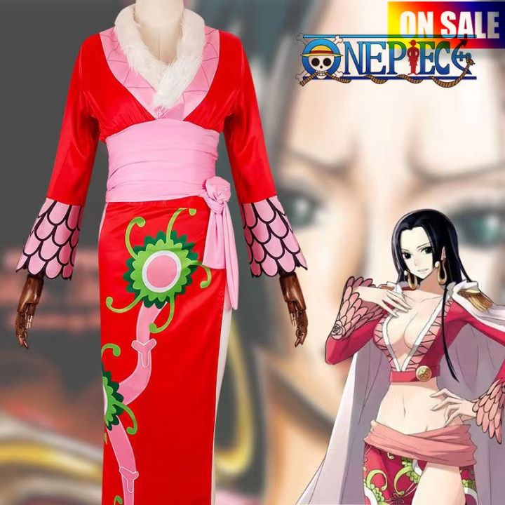 Top -- One Piece Boa Hancock Cosplay Costume Red Cheongsam Animation ...