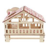 Hamster Hideout Wooden Hut สัตว์ขนาดเล็กสองชั้น Villa Rat Room House Cage