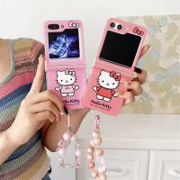 เคสโทรศัพท์ลายการ์ตูน Hello Kitty เคสโทรศัพท์สำหรับ Samsung Galaxy Z Flip 4 3 5ฝาหลังกันกระแทก