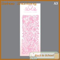 Behoo ริบบิ้นหัวใจไล่ระดับสีสไตล์เกาหลีเกล็ดสติกเกอร์ไวนิลแต่งเล็บสมุดภาพตกแต่งวัสดุ DIY สติกเกอร์เครื่องเขียน