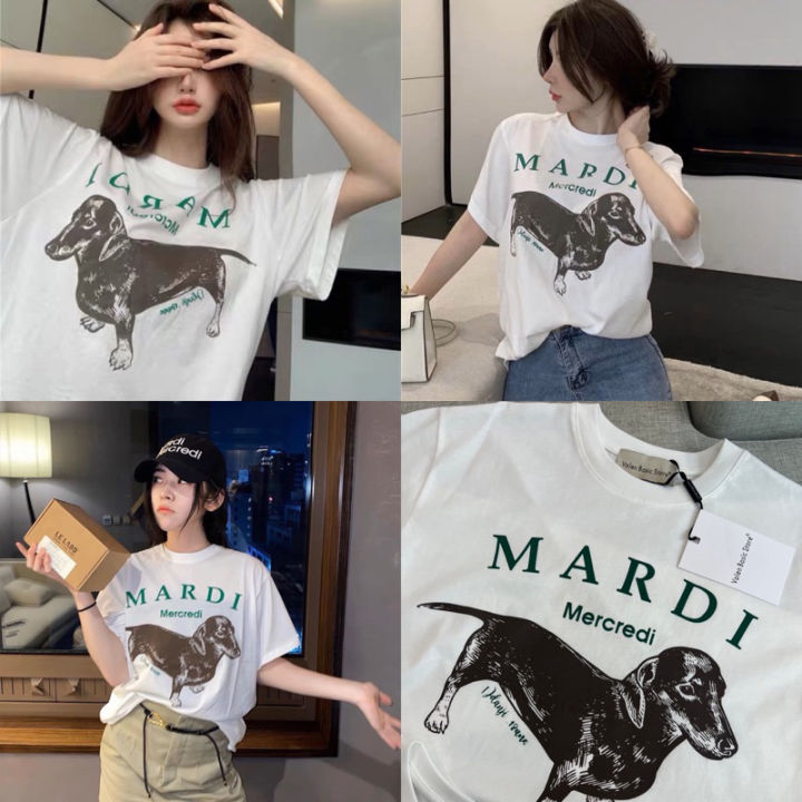 พร้อมส่ง-mardi-mercredi-top-tag-valen-เสื้อยืดสุดฮิต-พิมพ์ลายน้องหมา-กำลังฮิตสุดๆลายน่ารักมากๆตัวเสื้อคอถูกทำพิเศษ