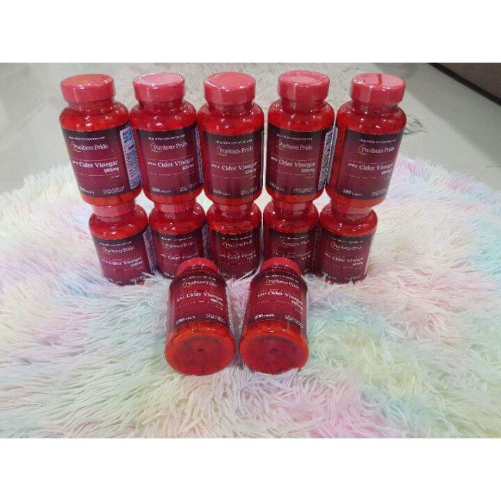 ตรงปก-ของแท้-นำเข้า-puritans-pride-apple-cider-vinegar-600mg200เม็ด