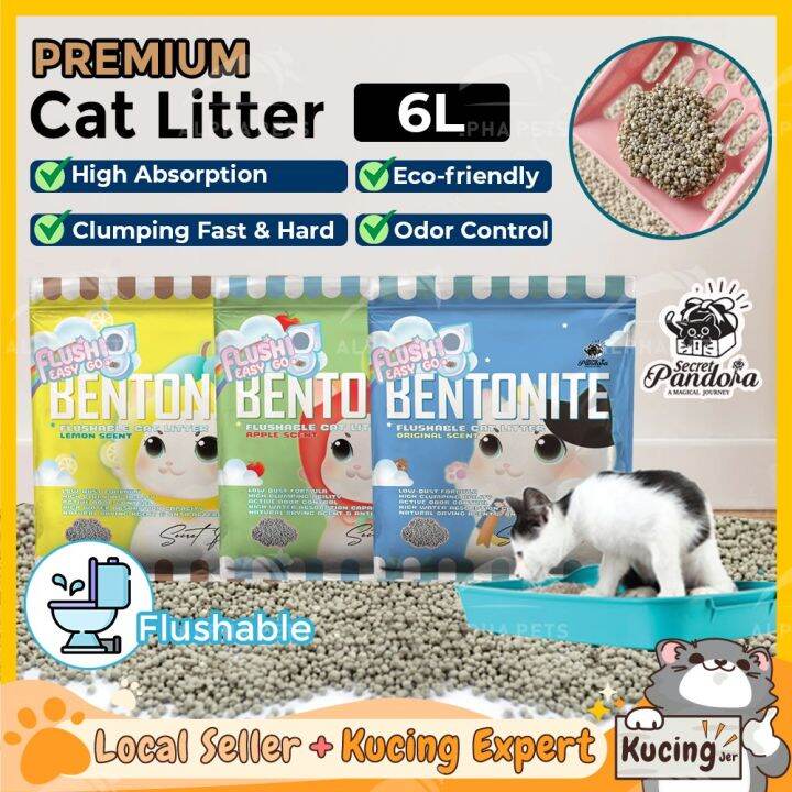 KUCINGJER PETS Malaysia Bentonite Flushable Cat Litter 6L Ultra Clean