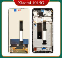 IPS LCD 6.67 "สีดำสำหรับ Xiaomi Mi 10i 5G อะไหล่ชิ้นส่วนจอสัมผัสแอลซีดีของเครื่องแปลงดิจิทัล M2007J17I/พร้อมกรอบ