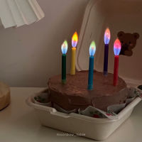 ꒰ พร้อมส่ง ꒱ เทียนเปลวไฟสี เทียนวันเกิด เทียนปักเค้ก เทียนปาร์ตี้