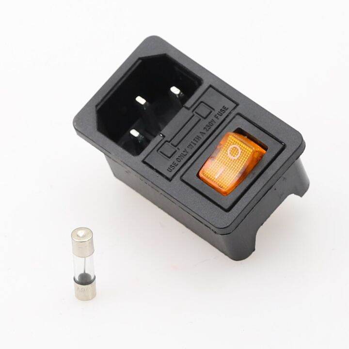 1PC Rocker Switch Fused IEC 320 C14 Inlet Power socket with lamp Fuse