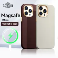 {L electronic shell} เคสหนัง Magsafe ของแท้สำหรับ iPhone 13 14 Pro Max ฝาครอบชาร์จไร้สายแบบแม่เหล็กสำหรับ iPhone 14 Pro Magsafe Case