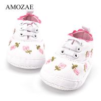 【hot】！ Baby Shoes Pink Floral Embroidered Soft Soles Prewalker Walking Toddler Kids Dropshipping