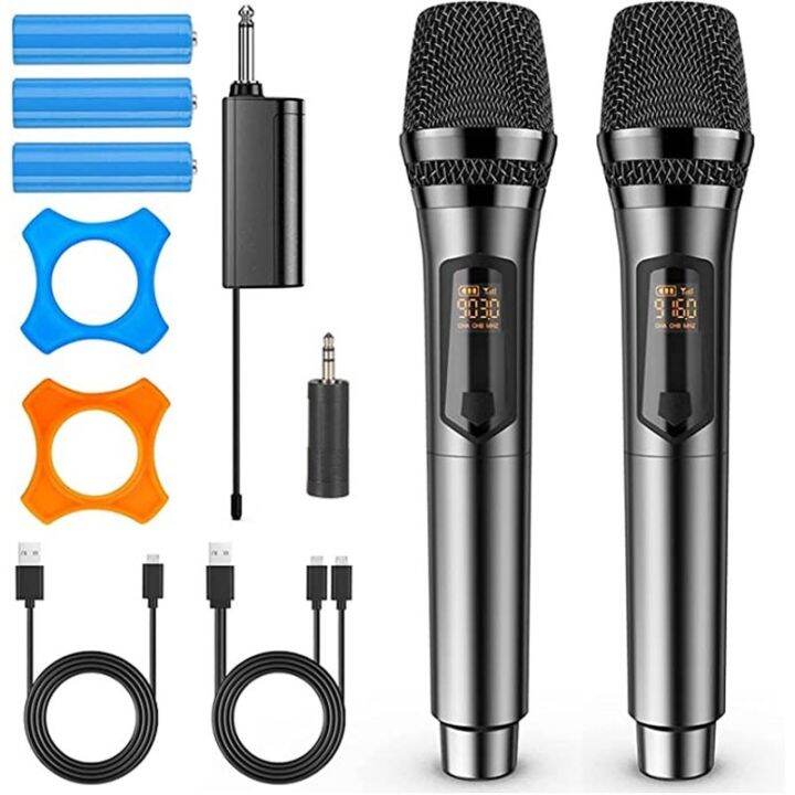 Rechargeable Wireless Karaoke Microphone Handheld Mic Dual UHF Portable ...