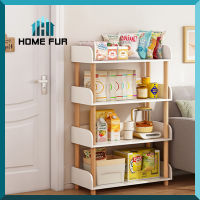 Home Fur ชั้นวางหนังสือ ชั้นวางของอเนกประสงค์ สีขาว สีครีม ชั้นวางมินิมอล มีกันตก ชั้นวาง 3 ชั้น ชั้นวาง 4 ชั้น