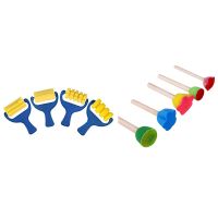 【cw】 4Pcs Sponge Paint amp; 5Pcs Brushes Handle 【hot】