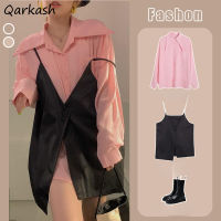 Women Sets Spring Trendy Asymmetrical Vests Casual Long Sleeve Shirts Korean Style Comfort Ladies Streetwear 2 Pieces New