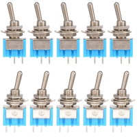 MTS-101 2 Pin SPST Switch ON-OFF 2 Position AC125V/6A 250V/3A 6mm Mounted Blue Mini Toggle Switches Electrical Circuitry  Parts