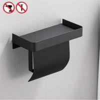 Toilet Paper Holder Wall Self Adhesive Anti-Rust Stainless Steel Toilet Roll Holder with Phone Shelf for Bathroom amp; Kitchen