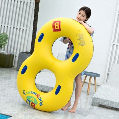 ❀♠ Swim ring adult thickening inflatable Lifebuoy two person swimming male and female couples parent-child toy floating on