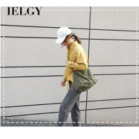 IELGY Casual สีทึบ Crossbody ฮาราจูกุอัลซางผ้าใบสีดำฉบับภาษาเกาหลีญี่ปุ่นผู้หญิงกระเป๋าสะพายไหล่ Crossbody หนึ่งไหล่ญี่ปุ่น