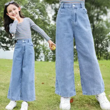 Women's Jeans Streetwear Straight Solid Color High Waist Trouser Baggy  Fashion Girl Student Korean Yellow Wide Leg Denim Pants : :  Fashion
