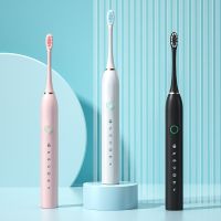 HOKDS Ultrasonic Electric Toothbrush USB Rechargeable for Adults Teeth Whitening Smart Timer Sonic Toothbrushes IPX7 Waterproof 4 Head