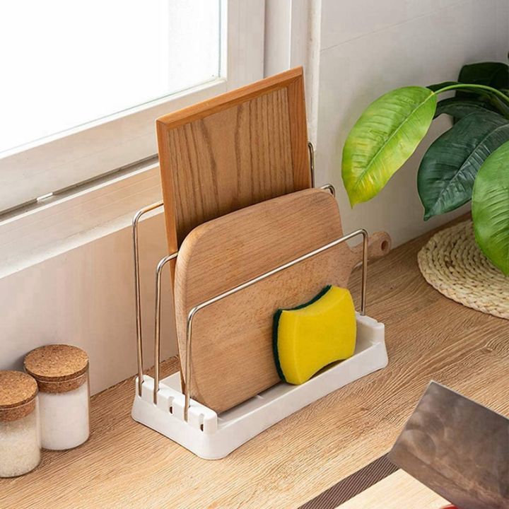 2x-cutting-boards-holder-organizer-pantry-rack-bakeware-holder-chopping-board-kitchen-countertop-storage-white