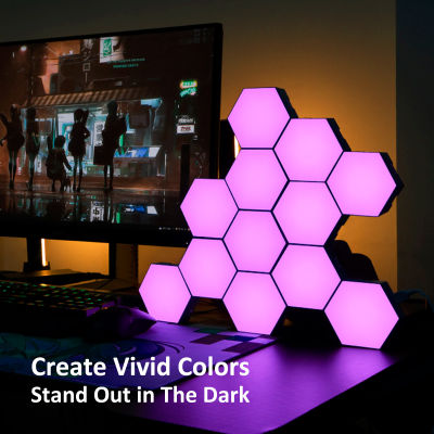 LED หกเหลี่ยมโคมไฟติดผนังสมาร์ท Modular DIY RGB รังผึ้งแสงที่มี APP การควบคุมระยะไกลและเพลงซิงค์สำหรับห้องเกมแสงแปลก