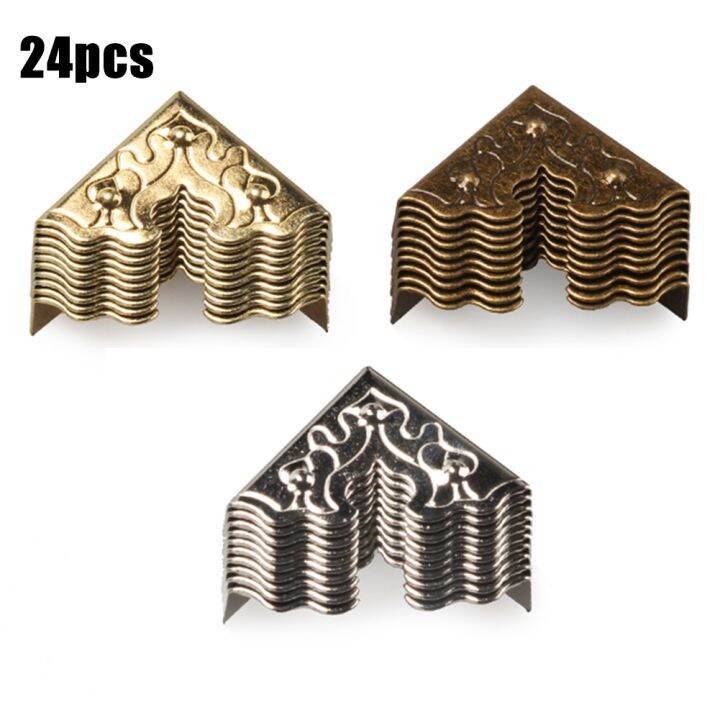 24pcs-25mm-antique-furniture-metal-crafts-jewelry-box-corner-foot-wooden-case-corner-protector-decorative-corner