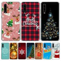 Merry Christmas decoration Cover Phone Case For Huawei P30 Lite P20 P40 P50 Mate 40 30 20 10 Pro Luxury Clear Print Shell Coque Electrical Safety