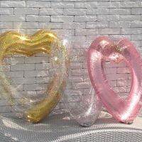 Inflatable Sequin Heart Shape Swimming Floats Swim Ring Summer Out Pool Toy Thicken Swimming Tube For Adults Float