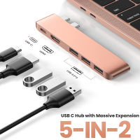 jianzhifen 6ใน2 USB ฮับแบบคู่ C ถึง USB หลากหลาย USB 3.0 4K HDMI สำหรับอะแดปเตอร์แมคบุ๊กโปรแอร์100W Thunderbolt 3 Dock พอร์ต Sd/tf พอร์ต Type C HUB